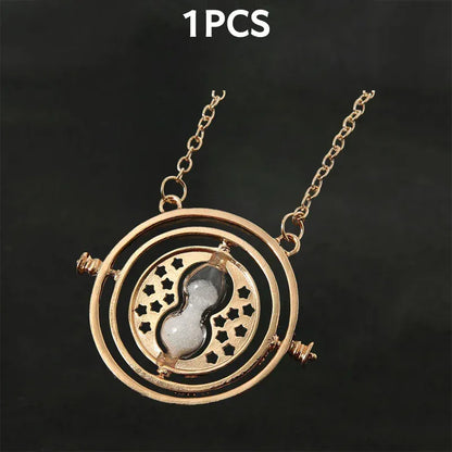 Harry Potter Time Turner Necklace – Spinning Hourglass Wizard Pendant