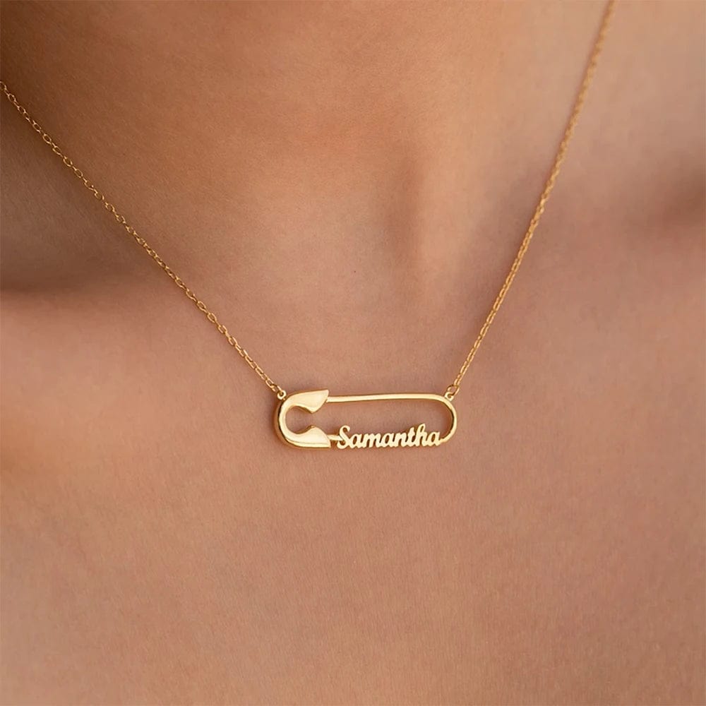 Custom Two Name Safety Pin Necklace