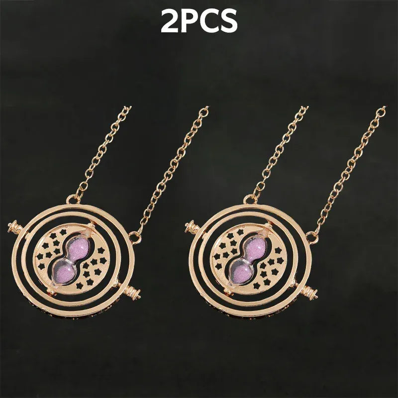 Harry Potter Time Turner Necklace – Spinning Hourglass Wizard Pendant