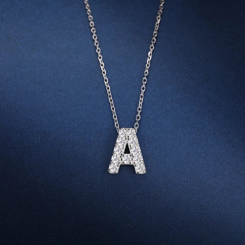 Moissanite Letter Pendant Necklace 925 Silver