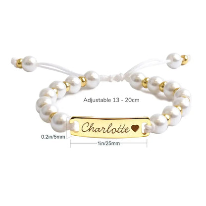 Pearl Baby Bracelet With Engraved Name