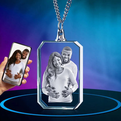 3D Crystal photo necklace