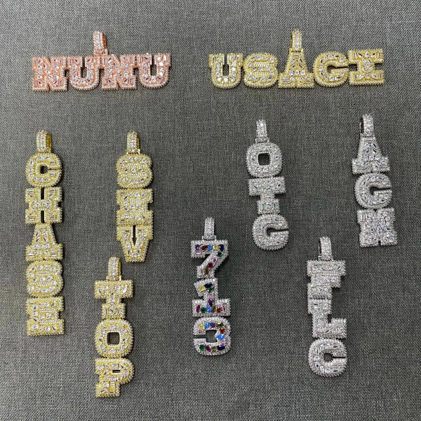 Custom Vertical Letter Pendant – Up To 6 Letters | Free Rope or Cuban Chain