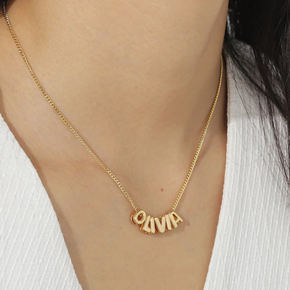 Personalized Puff Name Necklace - Adjustable