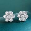 Moissanite Flower Cluster Earrings In 925 Sterling Silver