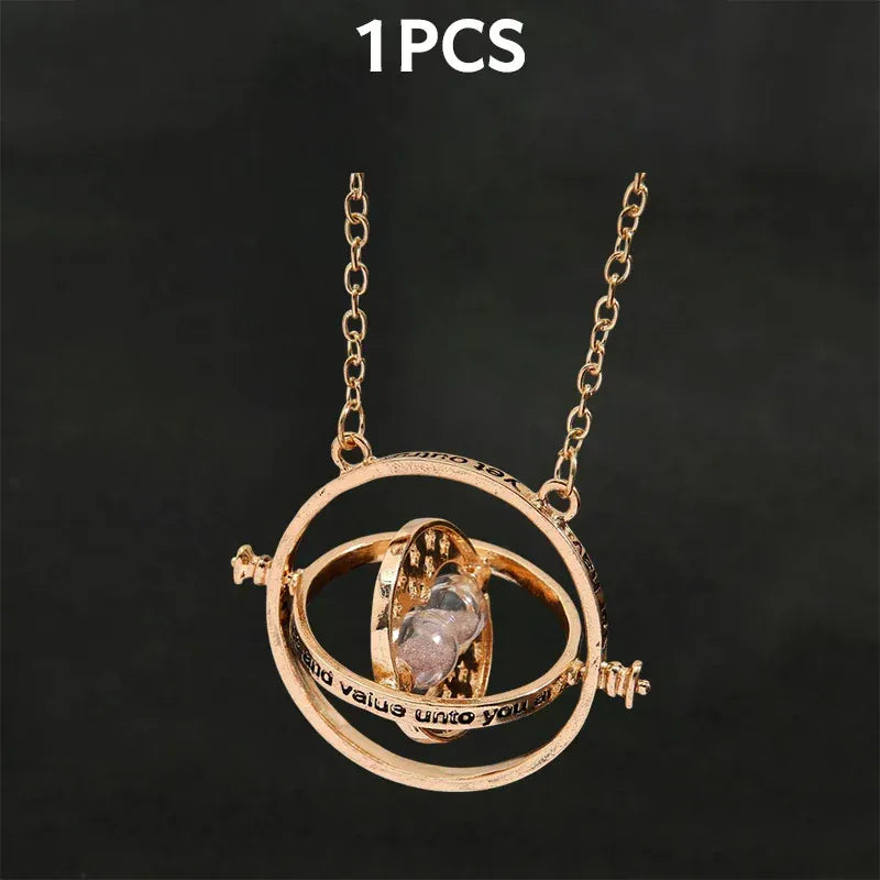 Harry Potter Time Turner Necklace – Spinning Hourglass Wizard Pendant