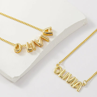Personalized Puff Name Necklace - Adjustable