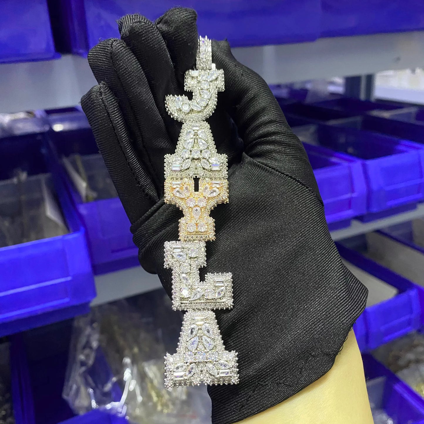 Custom Vertical Letter Pendant – Up To 6 Letters | Free Rope or Cuban Chain