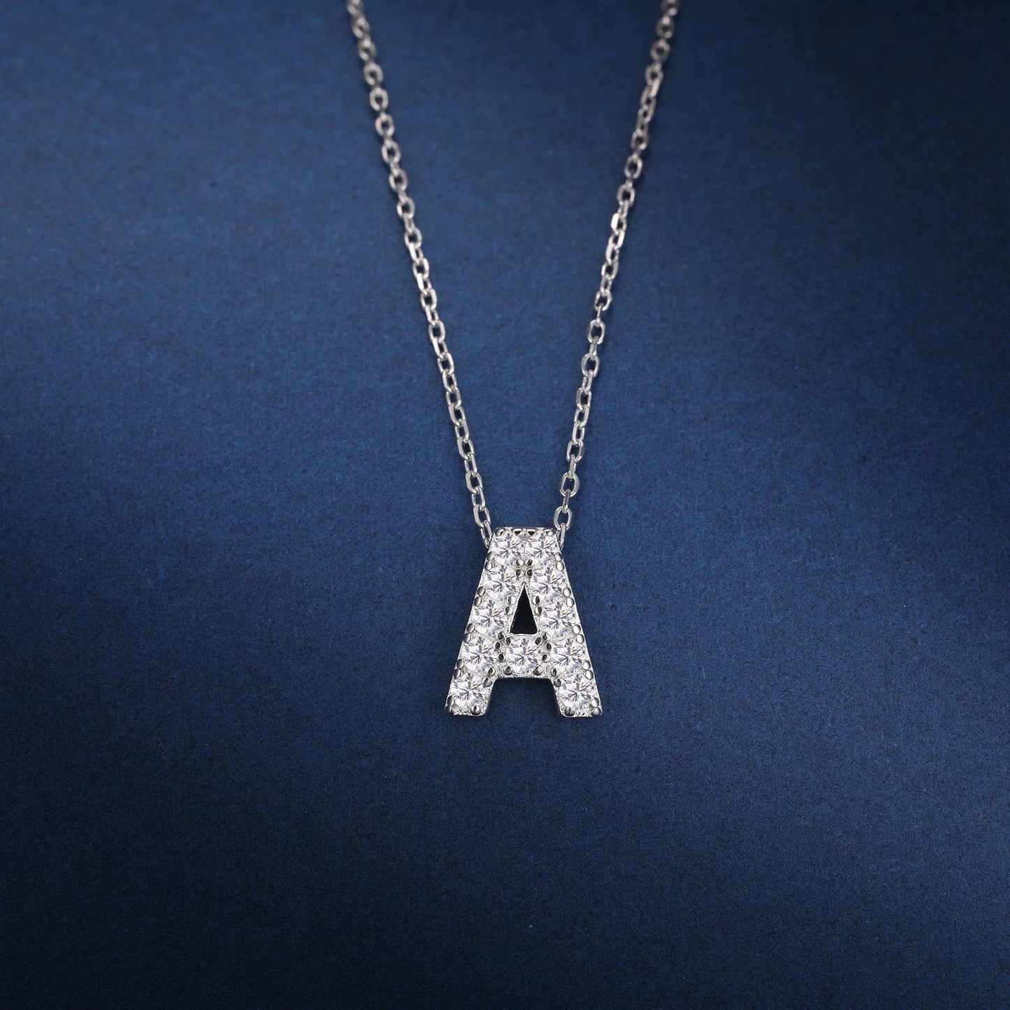 Moissanite Letter Pendant Necklace 925 Silver