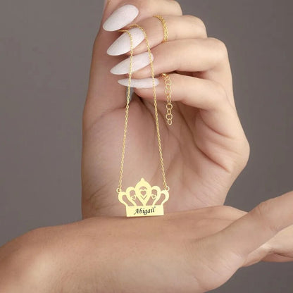 Personalized Crown Name Pendant Necklace