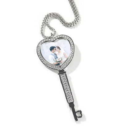 "Key To My Heart" – Custom Heart Key Picture Pendant Necklace