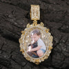 Custom Oval Baguette Diamond Photo Pendant Necklace