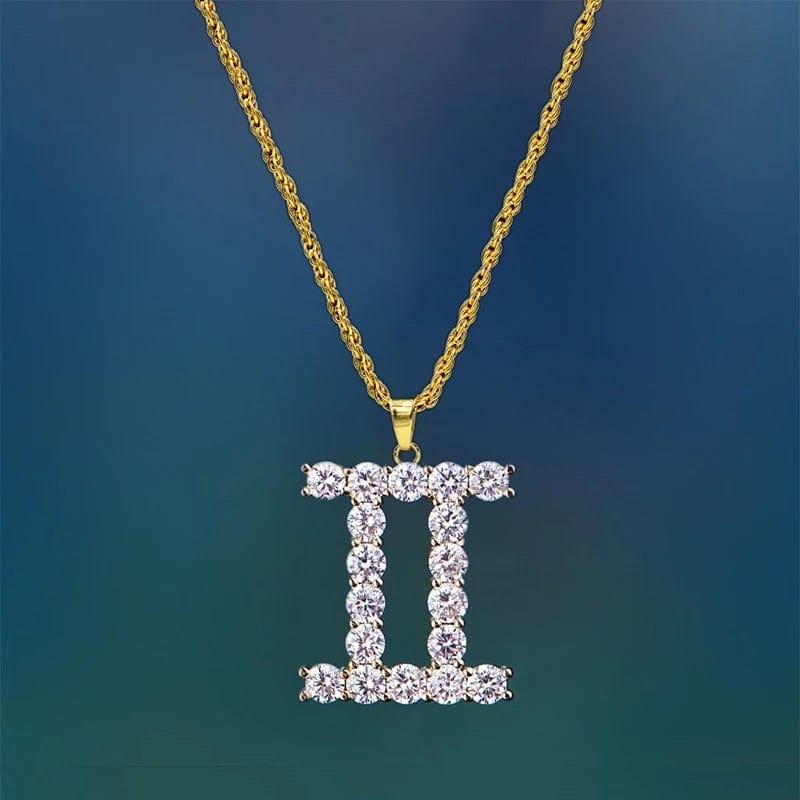 12 Zodiac Sign Shining Crystals Charms Necklaces