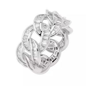 Cuban Link Men's Ring With AAA CZ Diamonds - Gold Silver