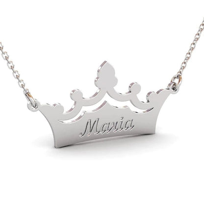 Custom Engraved Crown Name Necklace