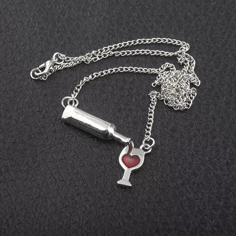 "I Need A Drink" Wine Bottle Necklace - High Quality Silver Alloy!
