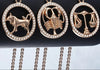 Collar con colgante de 12 zodiacos en oro rosa con diamantes CZ