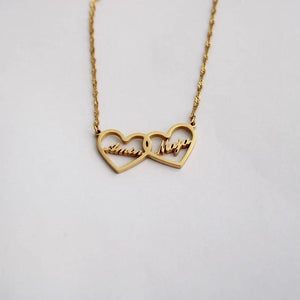 Siamese Hearts Custom Name Necklace