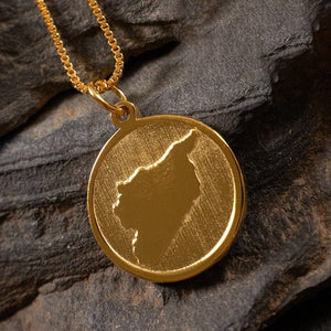 Custom Coin Style Map Necklace For Country, City Or State