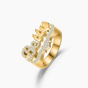 Custom 3D Name Ring | 925 Silver & Czech Crystals