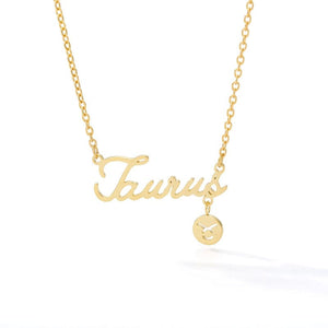 Collar y símbolo del zodiaco con placa de identificación 