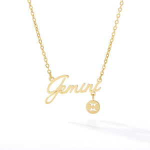 Collar y símbolo del zodiaco con placa de identificación 