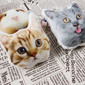 Custom Plush Pet Photo Portrait Pillow Keychain For Cats Or Dogs