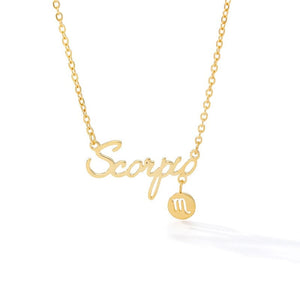 Collar y símbolo del zodiaco con placa de identificación 
