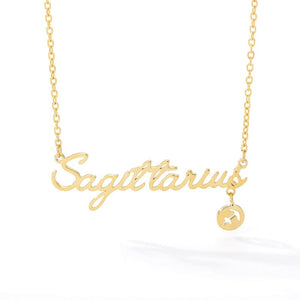 Collar y símbolo del zodiaco con placa de identificación 