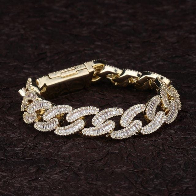 Men's 14mm Miami Cuban Link Bracelet With AAA Baguette CZ