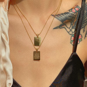 Engraved Mantra Dog Tag Pendant Necklace