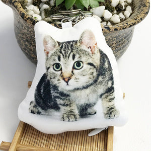 Llavero personalizado de la almohada del retrato de la foto del animal doméstico de la felpa para los gatos o los perros