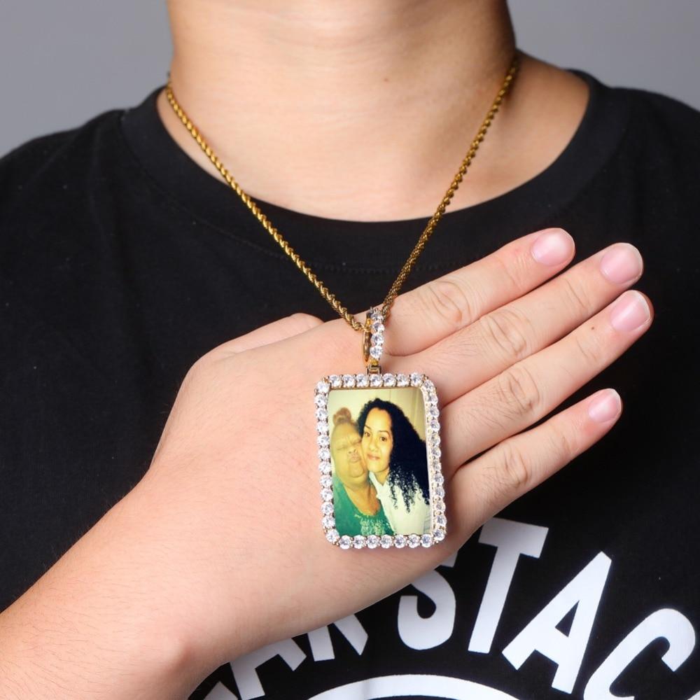 Collar con colgante de imagen de placa de identificación personalizada con espalda sólida