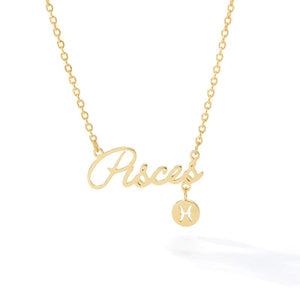 Collar y símbolo del zodiaco con placa de identificación 