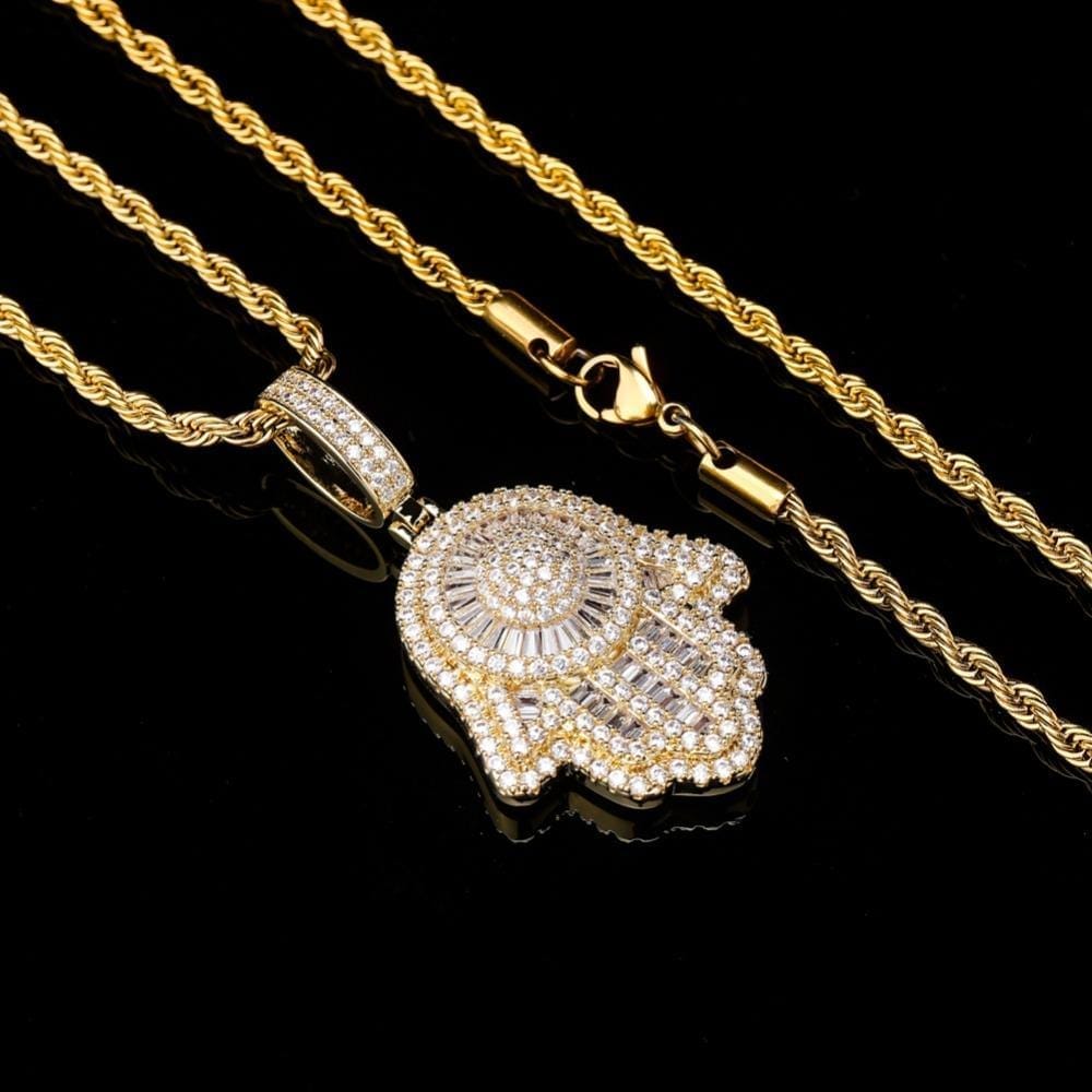Hamsa Hand Necklace - Gold, Rose Gold & White Gold