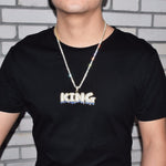 Cadena y colgante de nombre de letra de goteo azul personalizado