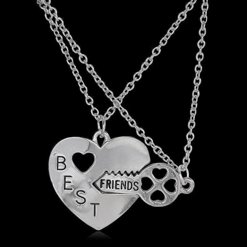 Collares con colgante de llave y corazón de amistad de 2 piezas