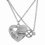 Collares con colgante de llave y corazón de amistad de 2 piezas