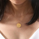 Round Gold 12 Constellation/Zodiac Pendant & Necklace