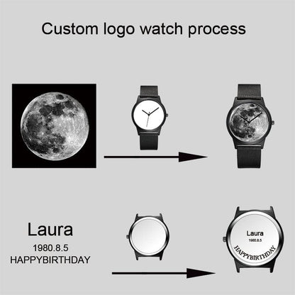 Reloj unisex personalizado con correa de cuero - Personalizar con foto/logotipo/texto