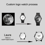 Custom Unisex Watch With Leather Band - Personalize With Photo/Logo/Text