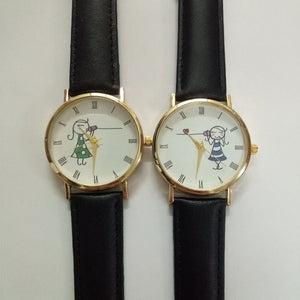 Custom Unisex Watch With Leather Band - Personalize With Photo/Logo/Text