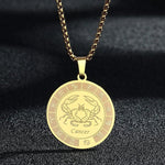 12 Constellation Disc Style Zodiac Pendant Necklace
