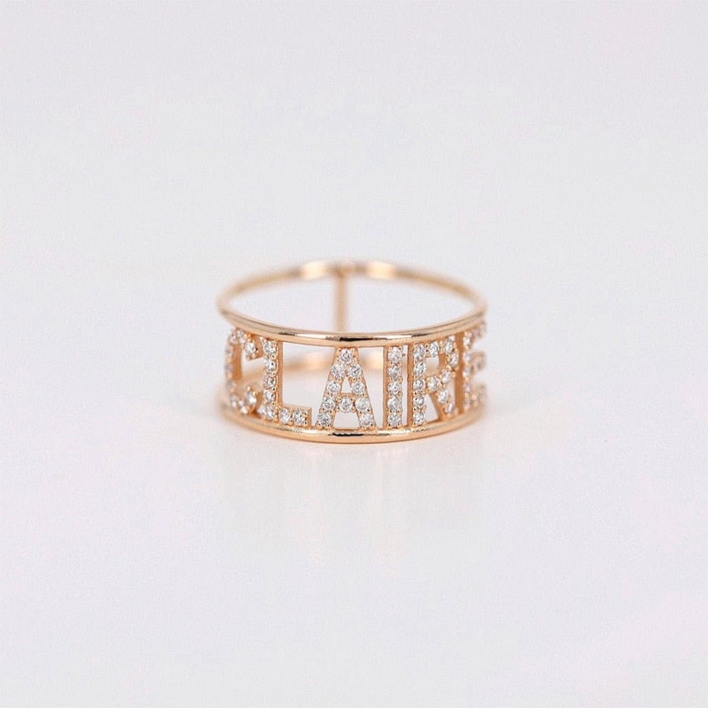 Personalized Name Ring With Pavé Setting