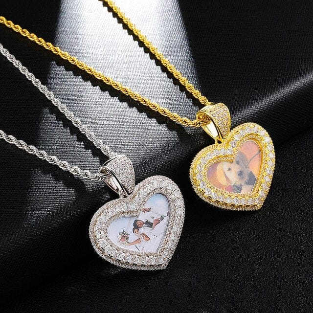 Custom Heart Shaped Photo Pendant (Thick Border) & Necklace