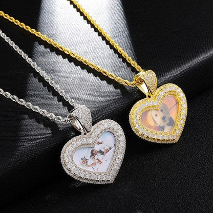 Custom Heart Shaped Photo Pendant (Thick Border) & Necklace