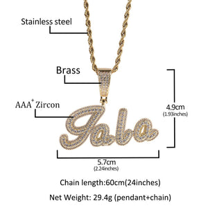Custom Name Necklace With Cursive Brush Script & Pavé Setting