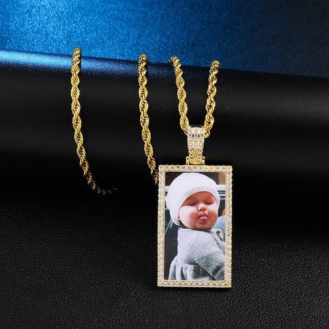 Gold Rectangular custom photo pendants