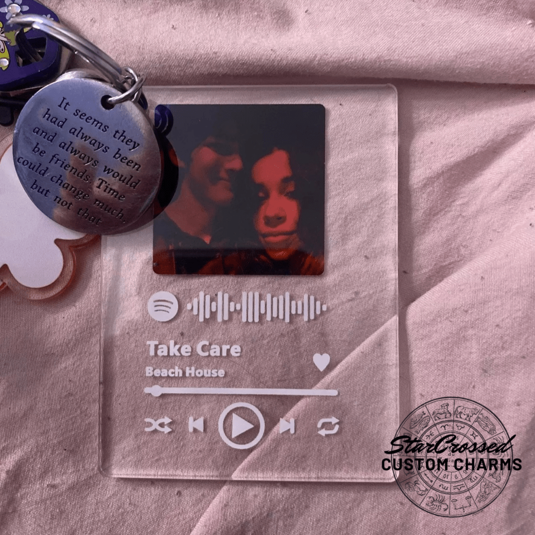 "Our Song" Personalized Spotify Scan Code Keychain & Photo