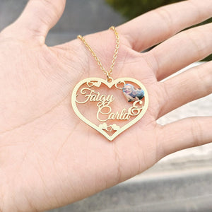 Custom Dainty Name & Photo Heart Necklace
